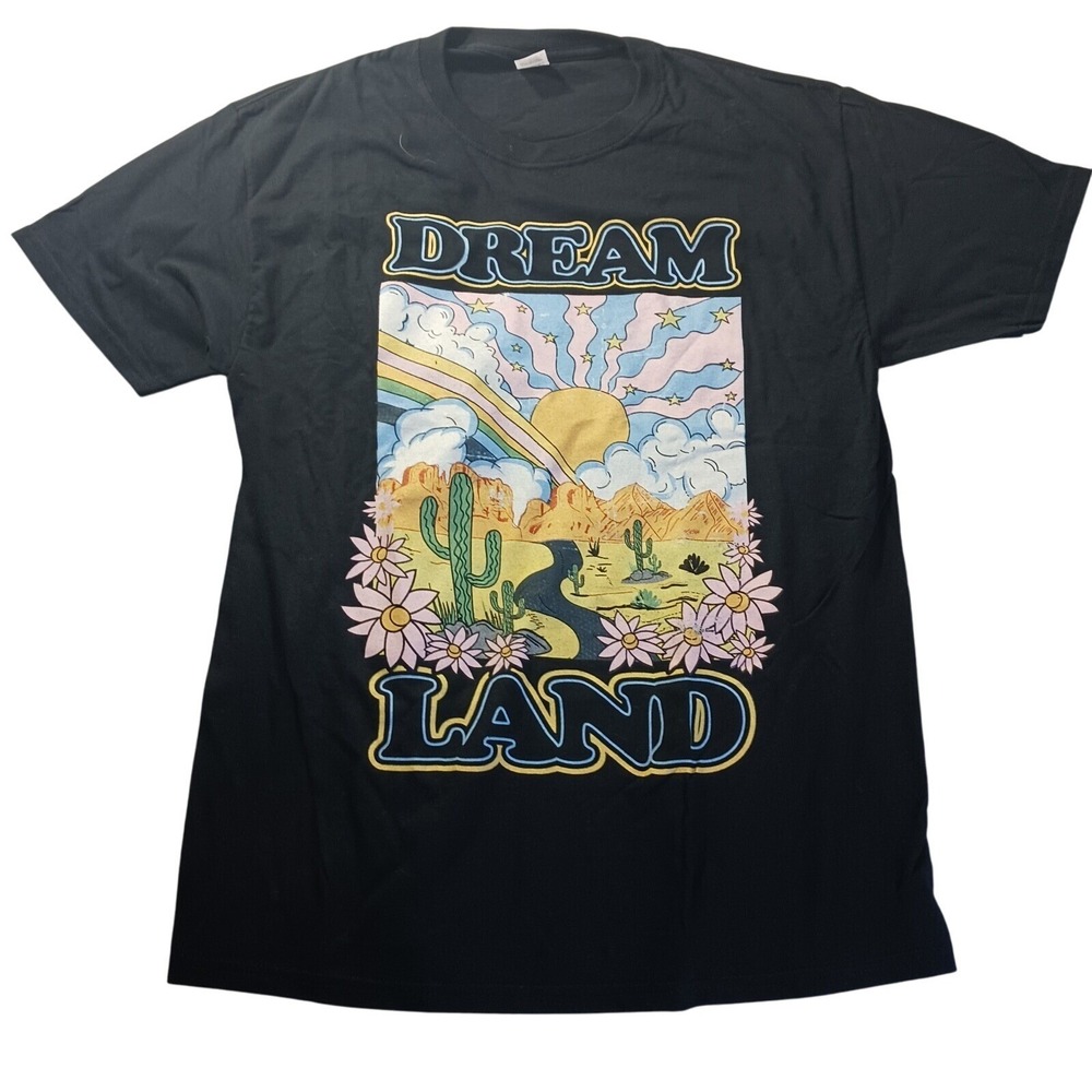 Dream Land Desert Graphic‎ Tee Unisex M NWT Retro Boho Rainbow Sun Cactus Shirt